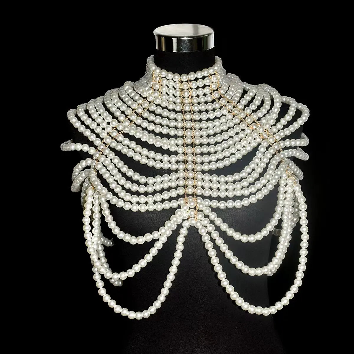 Sexy Women's Pearl Body Chains Bra Shawl Fashion Adjustable Size Shoulder Necklaces Tops Chain Wedding Dress Pearls Body Jewelry