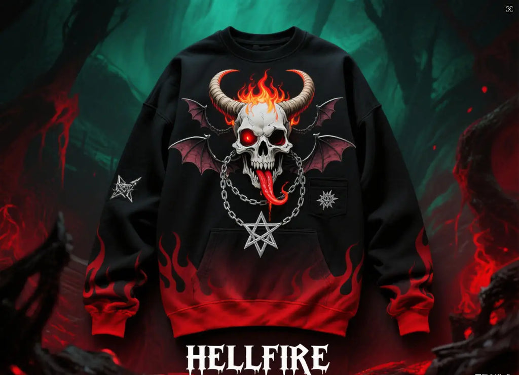 Autumn Hoodie Halloween Must-Have: Demon's Eye & Devil's Tear Graphic Tee – Spooky-Chic Party Essential