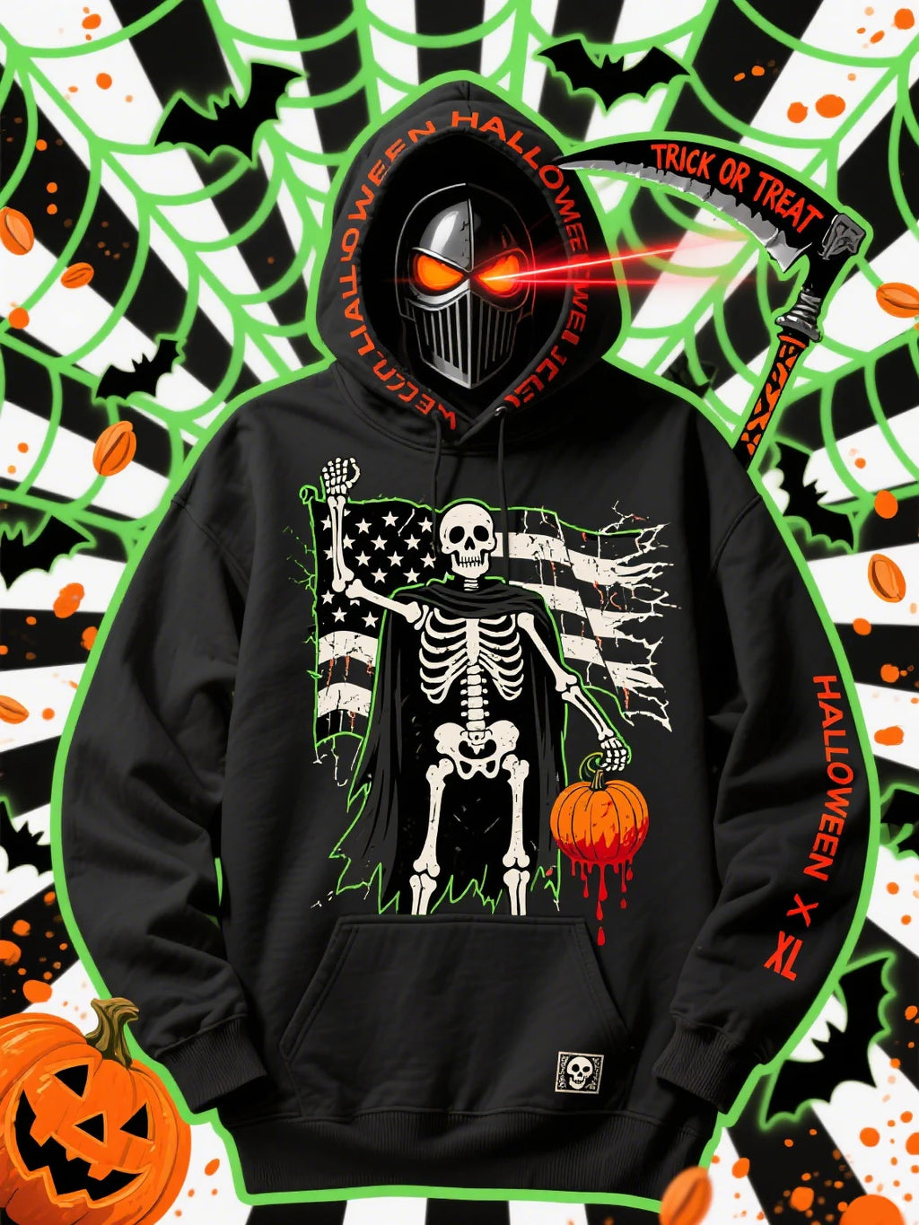 Autumn Hoodie Halloween Must-Have: Demon's Eye & Devil's Tear Graphic Tee – Spooky-Chic Party Essential