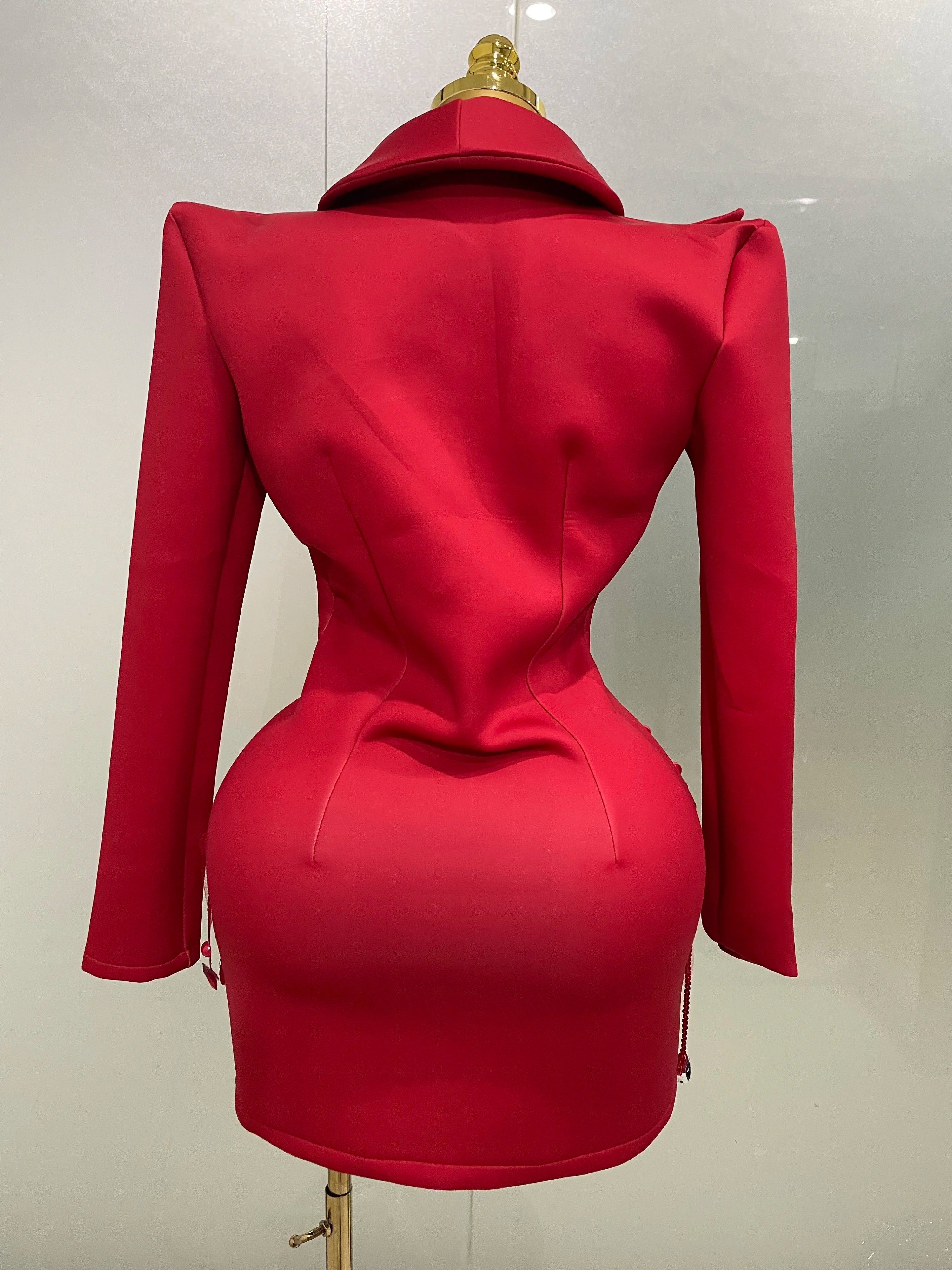 Sparkly Crystal Chains Pearls Long Sleeve Mini Dress 2025 Women Birthday Evening Party Nightclub Outfit Singer Wedding Costume