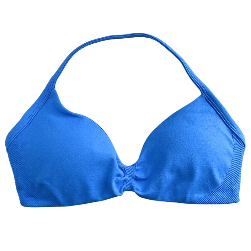 Strappy Sports Bra Seamless Women Clothes Halter Padded Yoga Bra Backless Gym Top Bras Fitness Scrunch Workout Yoga Tank Tops