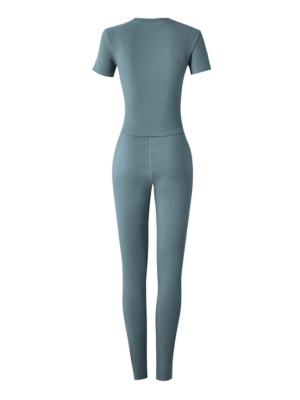 New style Lounge Wear Ribbed Casual 2 Piece Summer Shorts Set For Women Sleeve Top+Elastic Leggings Outfits