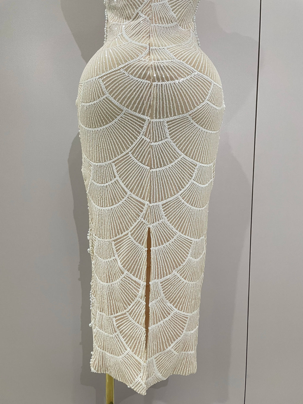 Women Hot Sale Sleeveless Sexy Strap Pearl Beading Sequins Bodycon Long Dress Celebrate Evening Party Birthday Outfit Vestido