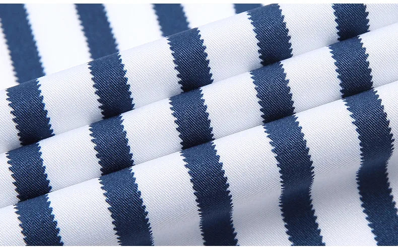 Men Spring Summer Comfortable Vertical Striped Strech Mens Dress Shirts Long Sleeve Soft Business Work Shirt  No Pocket Male