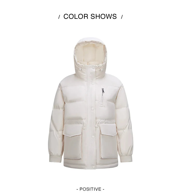 Semir Mid-Length Down Jacket Women Hooded Loose Fit Waist Cinching 2025 New Winter Minimalist Style
