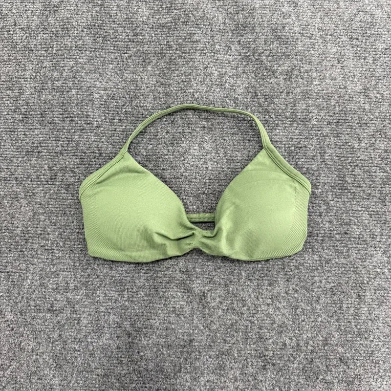 Women High Support Thin Strap Halter Sports Seamless Bras Scrunch Workout Yoga Tank Bra Yoga Sportswear Underwear Bra Clothes