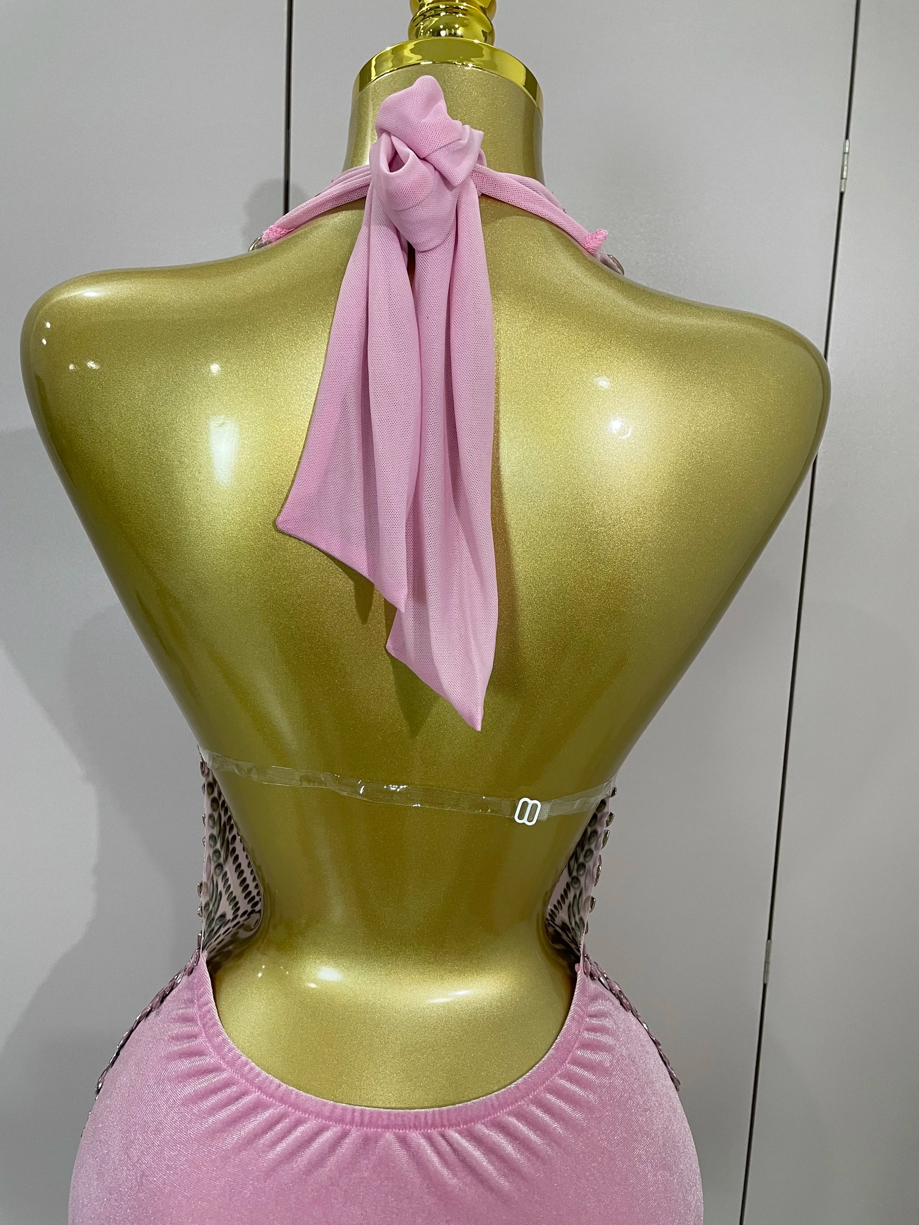 2025 New Sexy Sparkly Rhinestones Halter Backless Mesh Velour Short Dress Women Evening Prom Celebrate Birthday Party Stage Wear