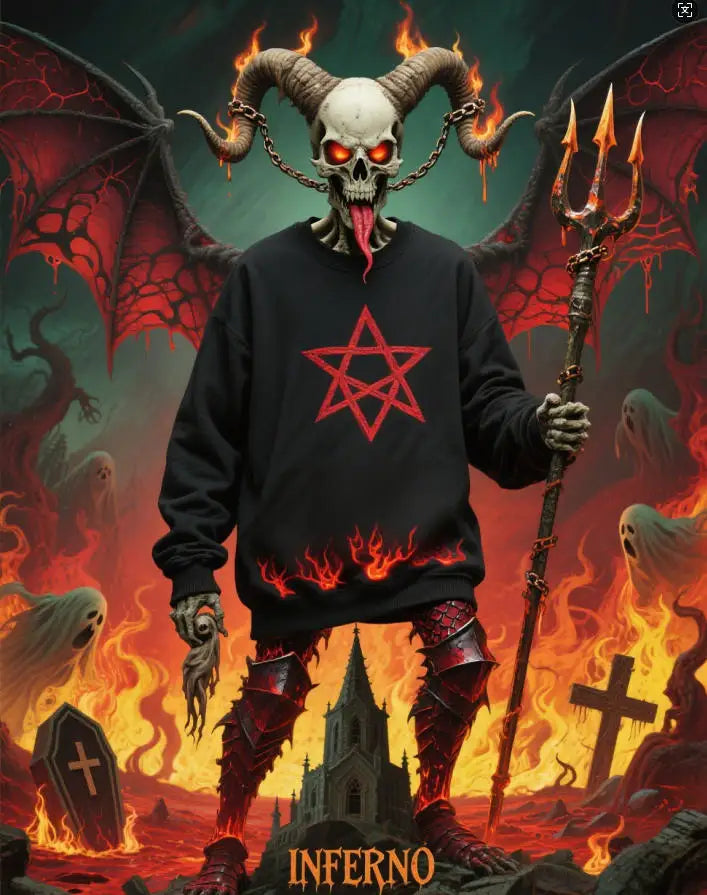 Autumn Hoodie Halloween Must-Have: Demon's Eye & Devil's Tear Graphic Tee – Spooky-Chic Party Essential