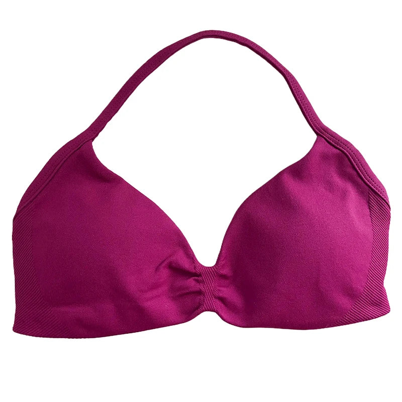 Strappy Sports Bra Seamless Women Clothes Halter Padded Yoga Bra Backless Gym Top Bras Fitness Scrunch Workout Yoga Tank Tops