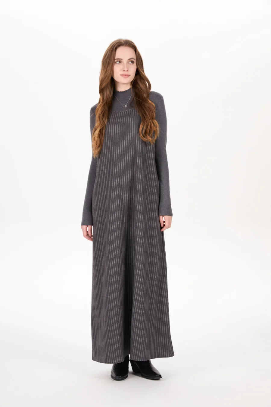 AS AW25 pinstripe collection slip dress + knit mockneck top + embroidery cableknit + stripe pleat skirt