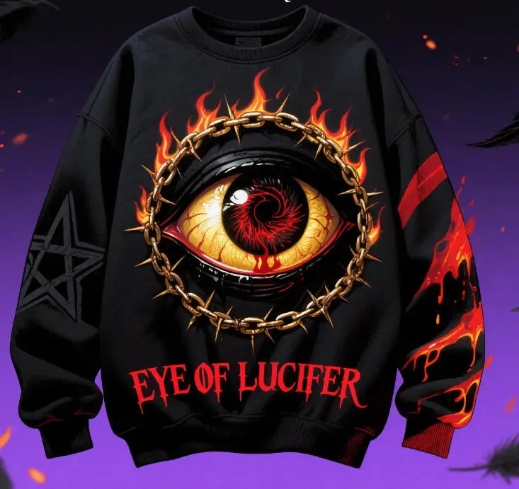 Autumn Hoodie Halloween Must-Have: Demon's Eye & Devil's Tear Graphic Tee – Spooky-Chic Party Essential