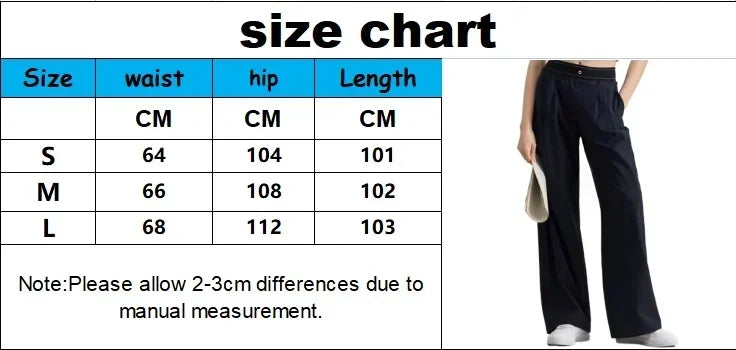 Elastic Waist Solid Fitness Joggers Trousers Women Yoga Sports Wide Leg Pants Women Thin Casual Loose Navy Blue Baggy Sweatpants
