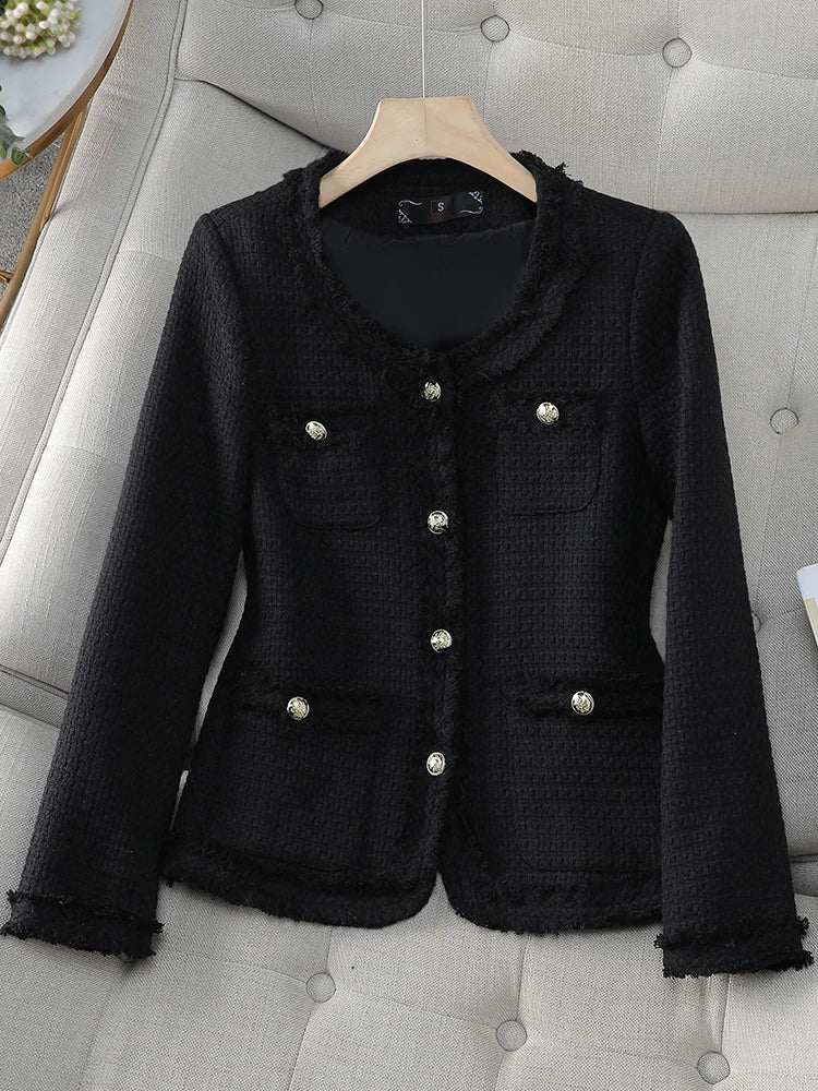 Fashion Pink Beige Blue Black Casual Ladies Blazer Women Long Sleeve Single Breasted O-Neck Slim Female Autumn Winter Jacket