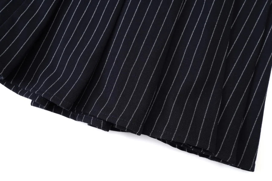 AS AW25 pinstripe collection slip dress + knit mockneck top + embroidery cableknit + stripe pleat skirt
