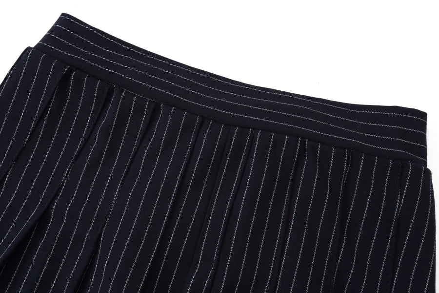 AS AW25 pinstripe collection slip dress + knit mockneck top + embroidery cableknit + stripe pleat skirt