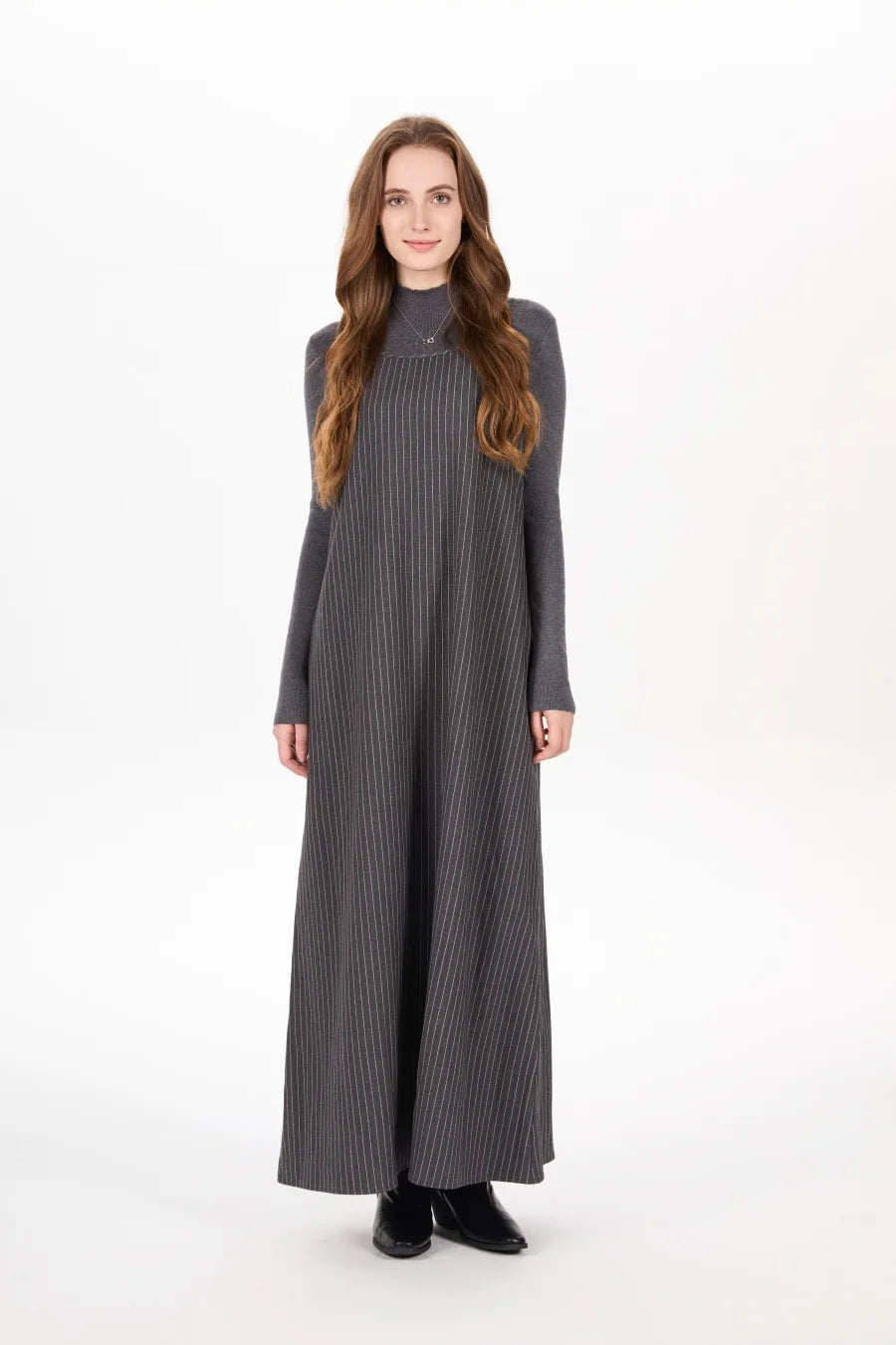 AS AW25 pinstripe collection slip dress + knit mockneck top + embroidery cableknit + stripe pleat skirt
