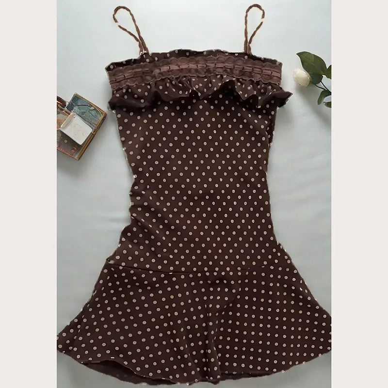 2000s 2000s Summer Punk Gothic Slim Vintage Fashion Dress emo girl  Women Clothing Dress Y2k Style Dot Printed Women Dress Spicy