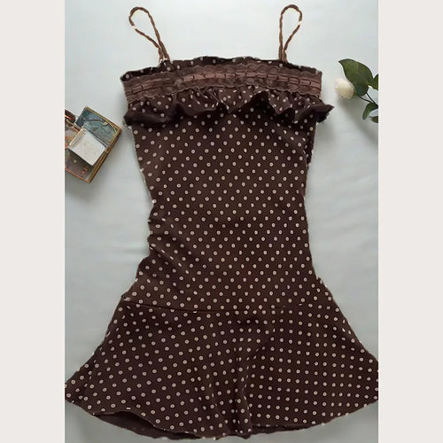 2000s 2000s Summer Punk Gothic Slim Vintage Fashion Dress emo girl  Women Clothing Dress Y2k Style Dot Printed Women Dress Spicy