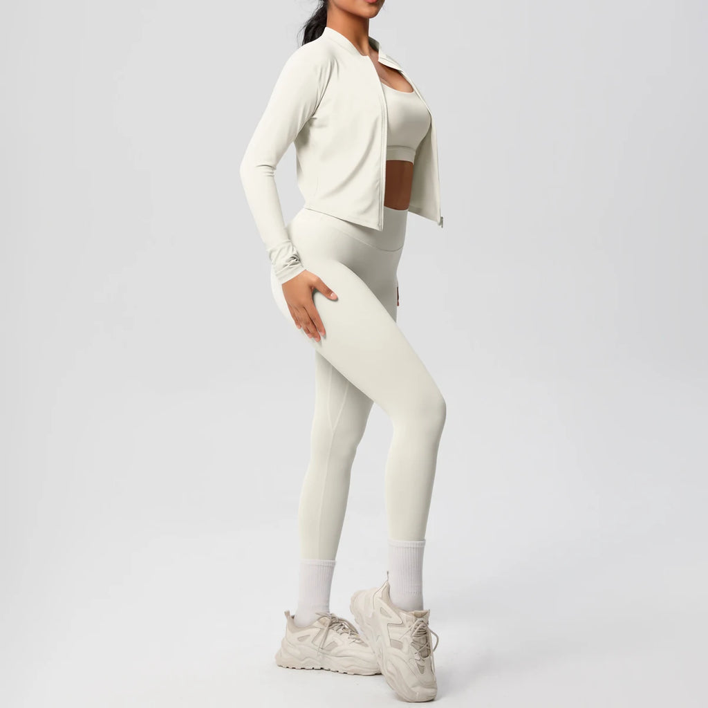 3pcs Sportswear Yoga Set Gym Sports Bra Zipper Jacket Leggings Clothes Sportswear Yoga Suits For Women Fitness Set Tracksuit