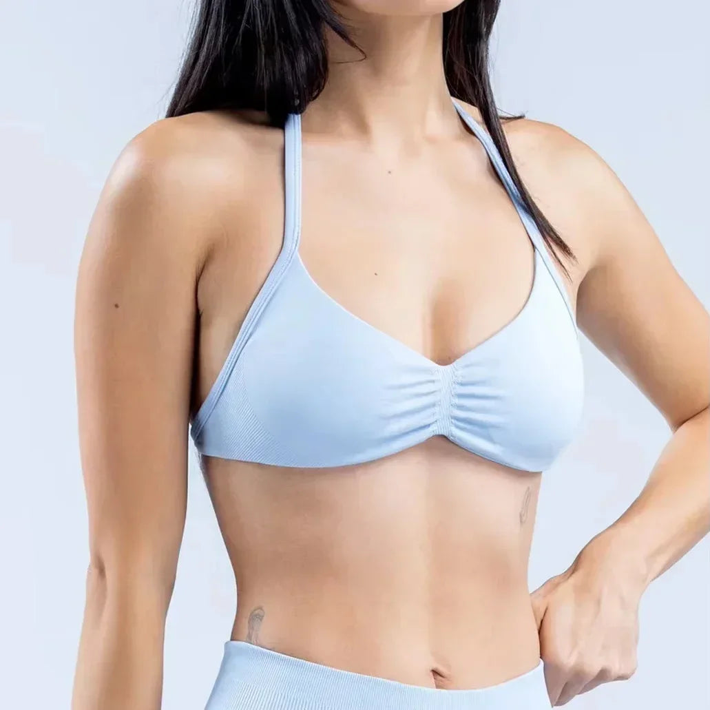 Women High Support Thin Strap Halter Sports Seamless Bras Scrunch Workout Yoga Tank Bra Yoga Sportswear Underwear Bra Clothes