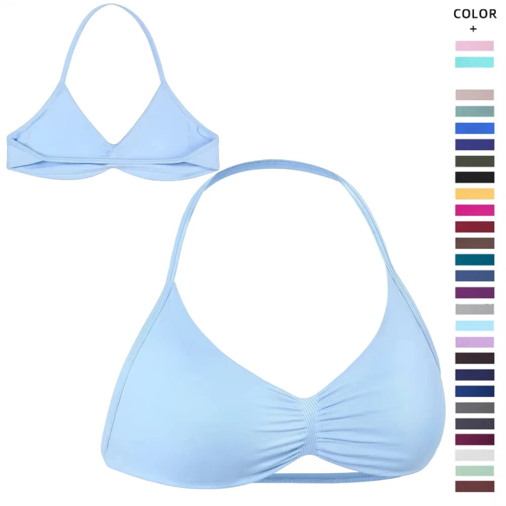 Strappy Sports Bra Seamless Women Clothes Halter Padded Yoga Bra Backless Gym Top Bras Fitness Scrunch Workout Yoga Tank Tops