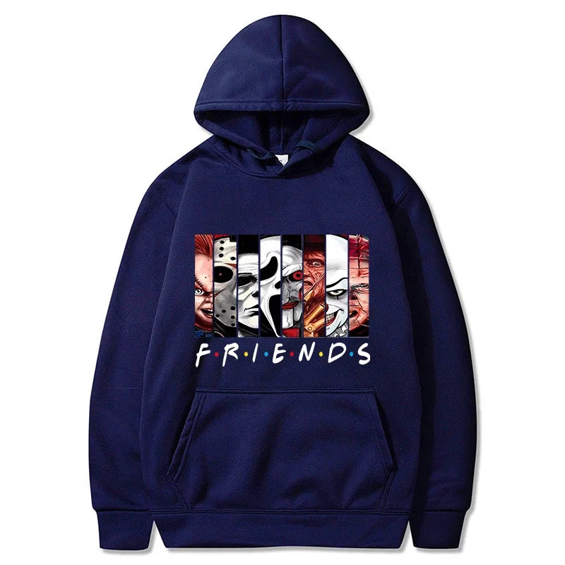 Halloween Friends Hoodies Men Fashion Long Sleeve Horror Sweatshirts Women Novelty Movie Casual Harajuku Pullovers Sudaderas