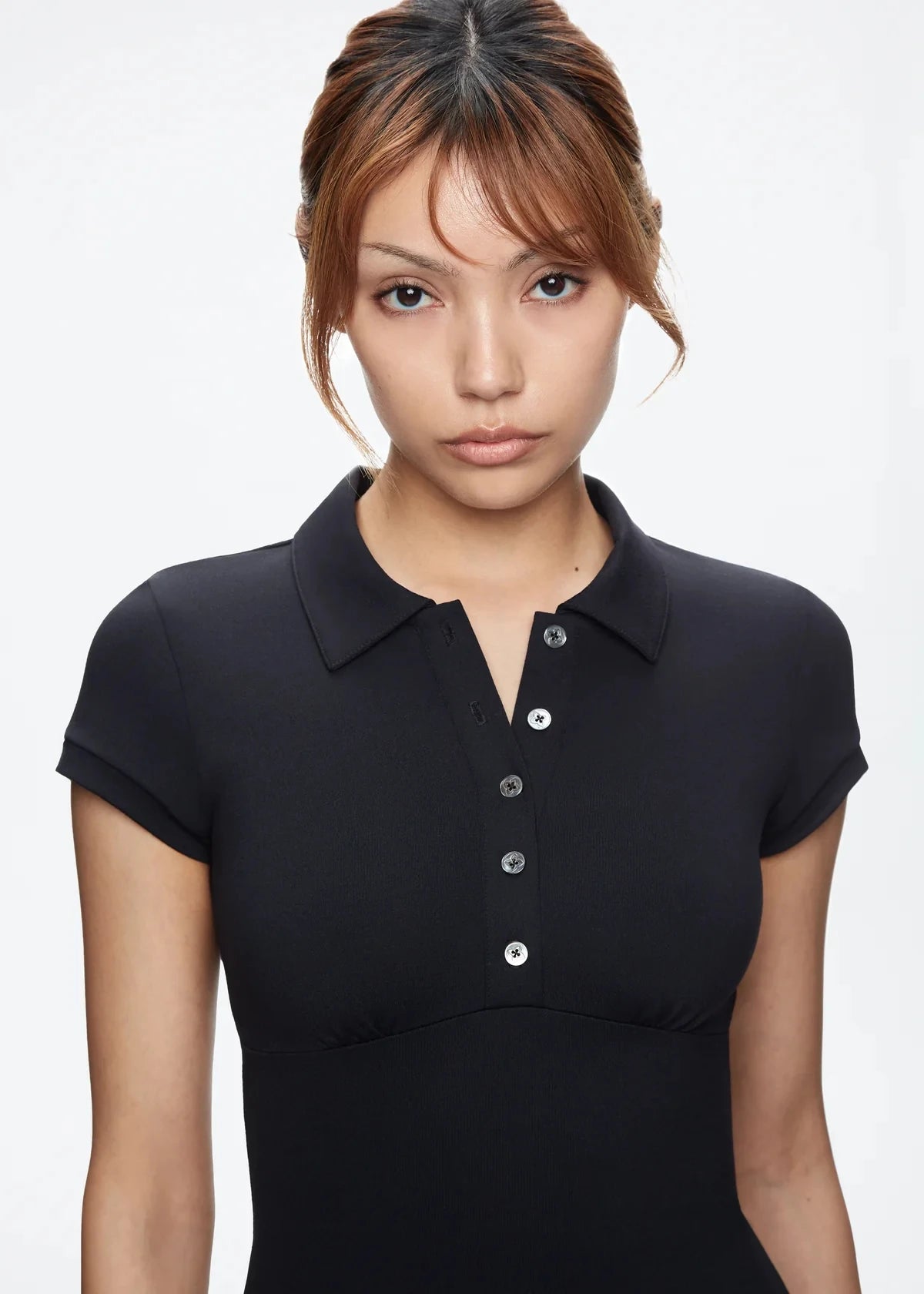 Tank Black Polo Collar T-Shirt Slim Sexy Short-Sleeved Summer Women's Short Top