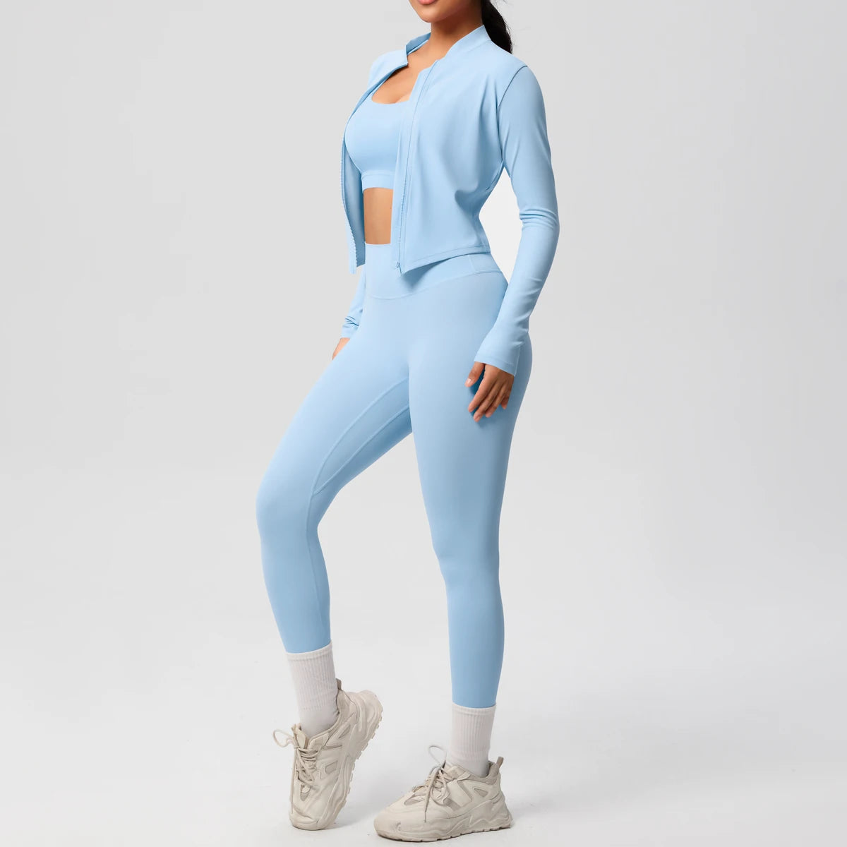 3pcs Sportswear Yoga Set Gym Sports Bra Zipper Jacket Leggings Clothes Sportswear Yoga Suits For Women Fitness Set Tracksuit