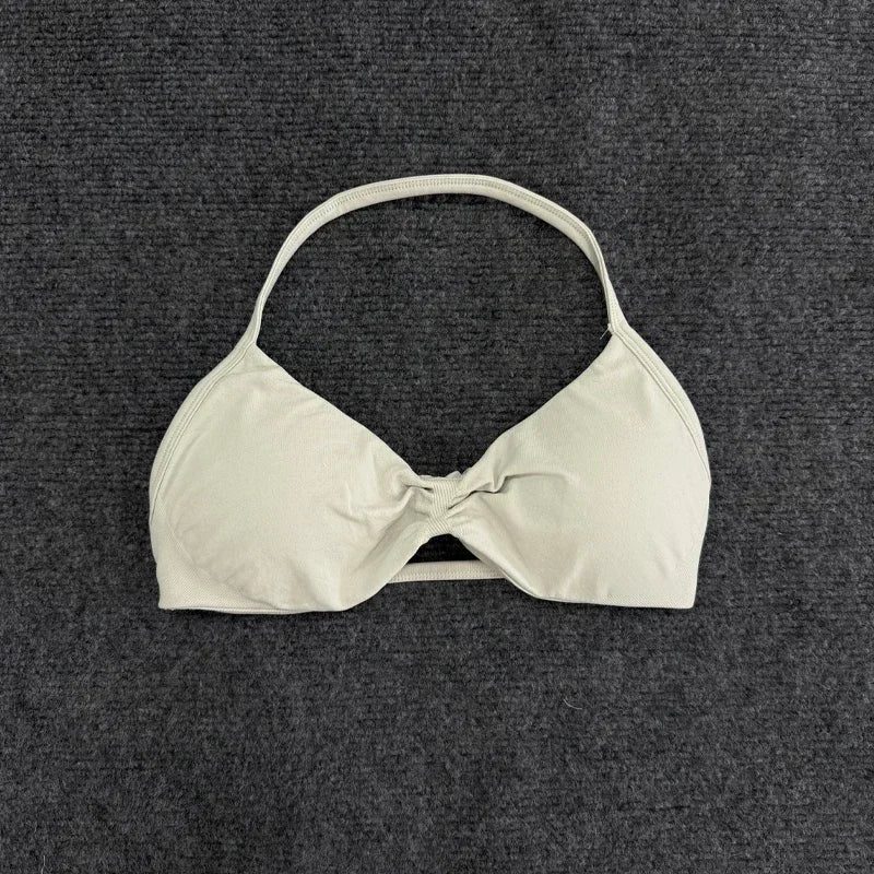 Women High Support Thin Strap Halter Sports Seamless Bras Scrunch Workout Yoga Tank Bra Yoga Sportswear Underwear Bra Clothes