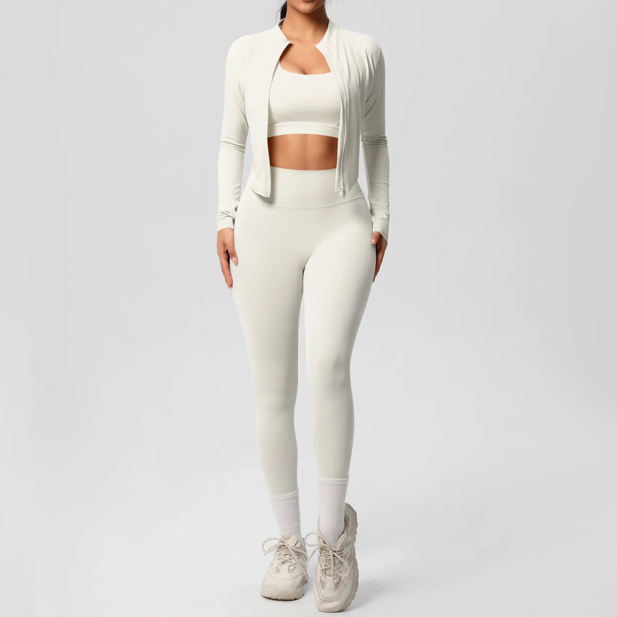 3pcs Sportswear Yoga Set Gym Sports Bra Zipper Jacket Leggings Clothes Sportswear Yoga Suits For Women Fitness Set Tracksuit