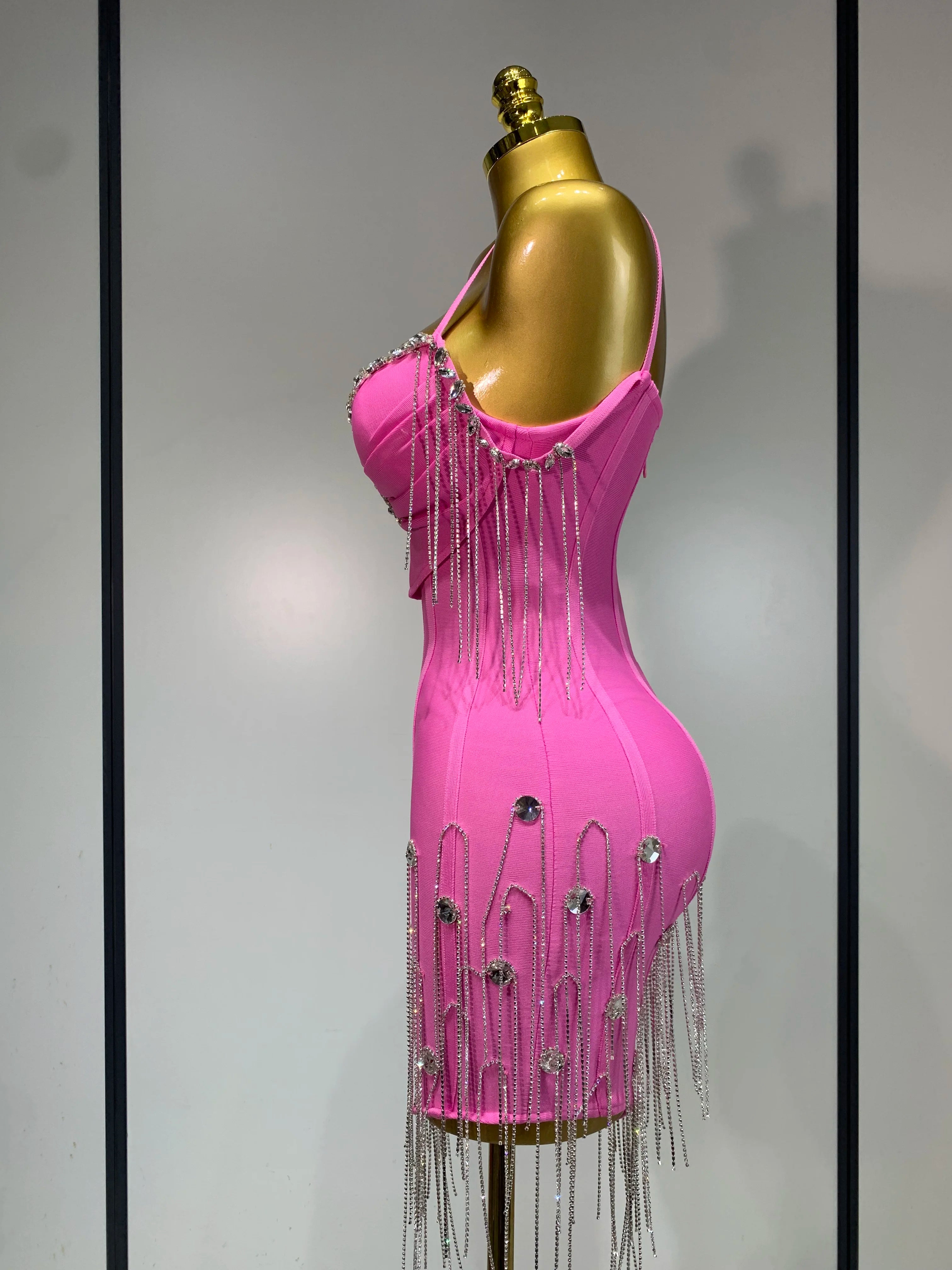 Sexy Backless Spaghetti Strap Bodycon Sleeveless Bandage Dress Elegant Prom Gown Club Evening Party Luxury Birthday Dresses