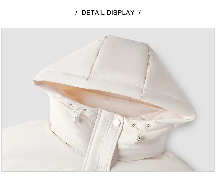 Semir Mid-Length Down Jacket Women Hooded Loose Fit Waist Cinching 2025 New Winter Minimalist Style