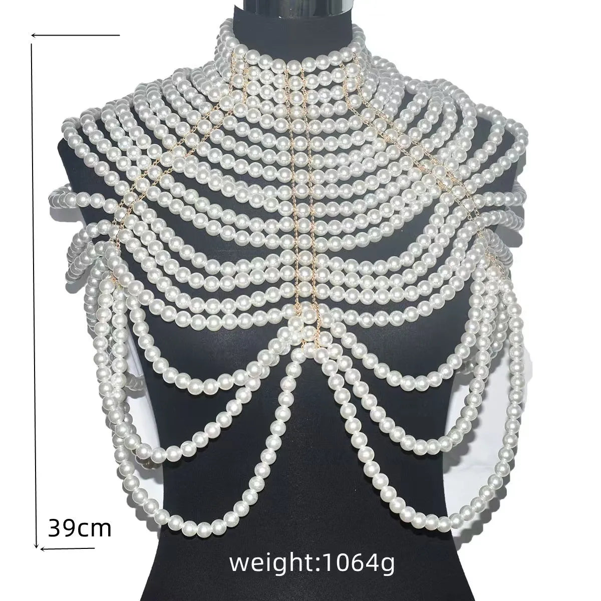 Sexy Women's Pearl Body Chains Bra Shawl Fashion Adjustable Size Shoulder Necklaces Tops Chain Wedding Dress Pearls Body Jewelry