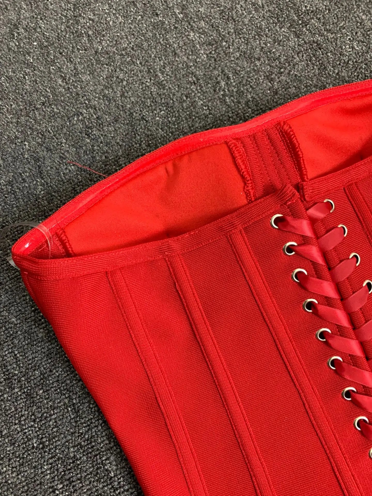 Women Red Bodycon Mini Bandage Outfits Club Party Strapless Laced Up Back Tops And Mini Short Skirts Two Piece Sets Nightwears