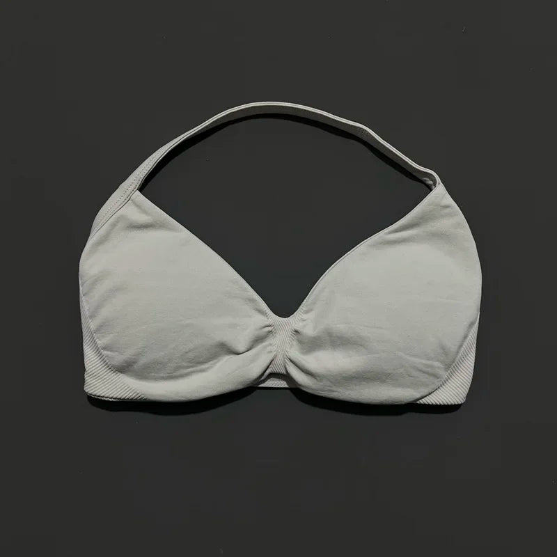 Strappy Sports Bra Seamless Women Clothes Halter Padded Yoga Bra Backless Gym Top Bras Fitness Scrunch Workout Yoga Tank Tops