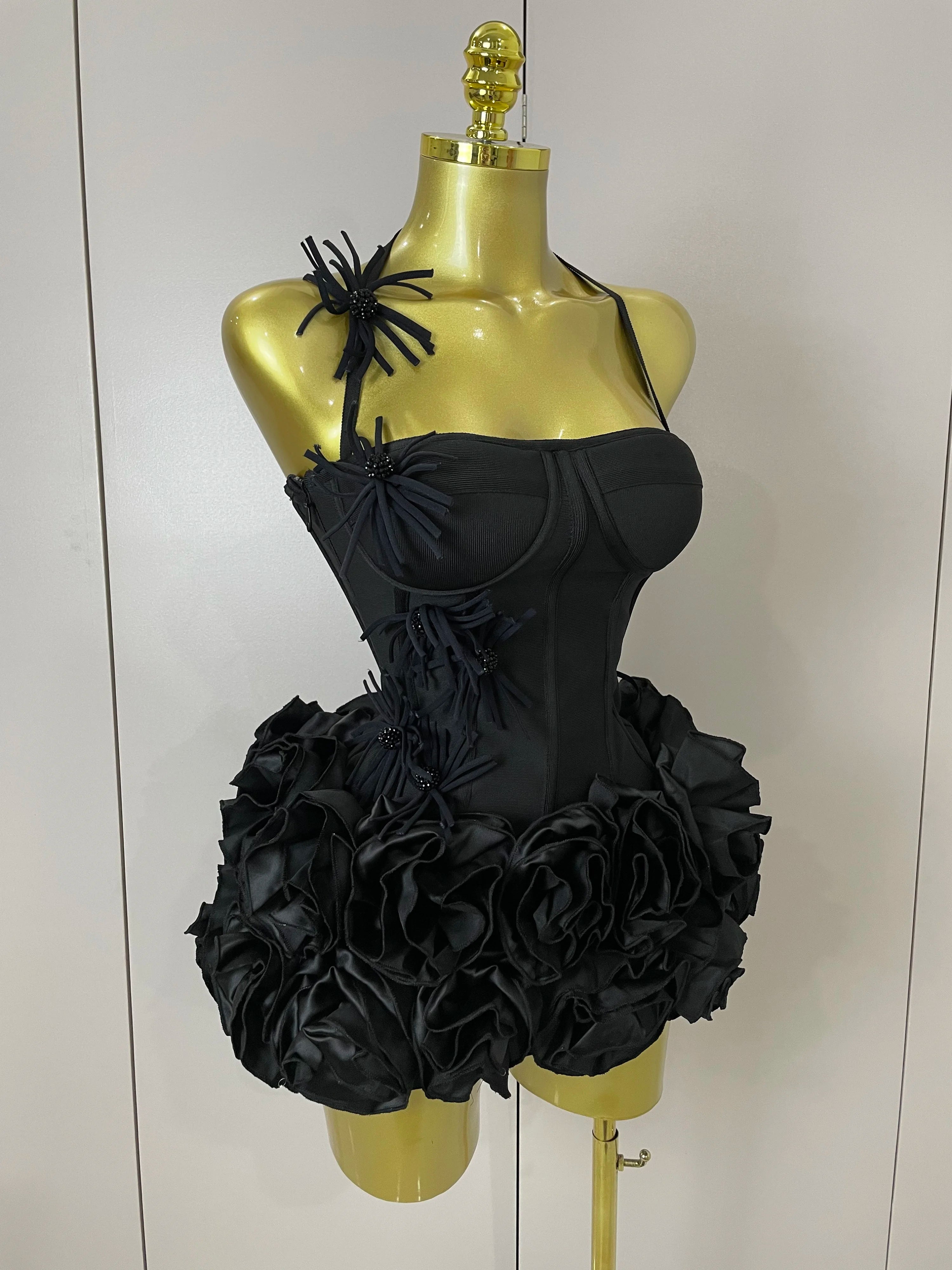 Sexy Halter Prom Gown Celebrity Club Two Piece Set Cocktail Elegant Women Fashion Luxury Birthday Party Red Black Bandage Outfit