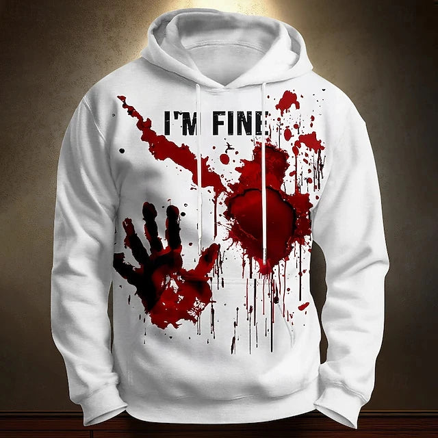 Halloween Blood Printed Hoodies letter pattern3D Print Hooded Pullover Sweatshirt Fashion Hoodie Streetwear Long Sleeve Tops