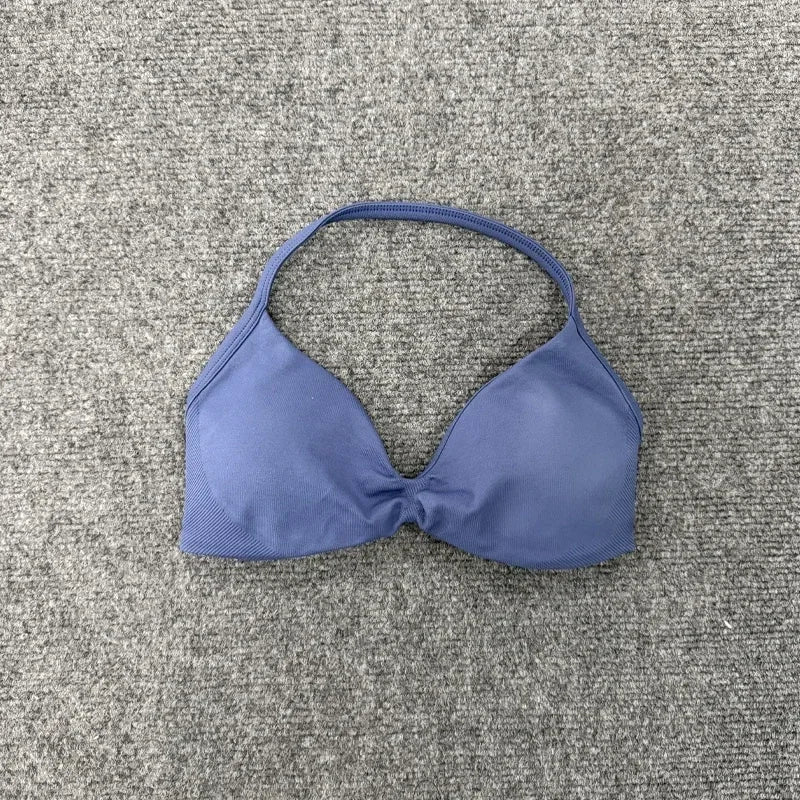 Women High Support Thin Strap Halter Sports Seamless Bras Scrunch Workout Yoga Tank Bra Yoga Sportswear Underwear Bra Clothes