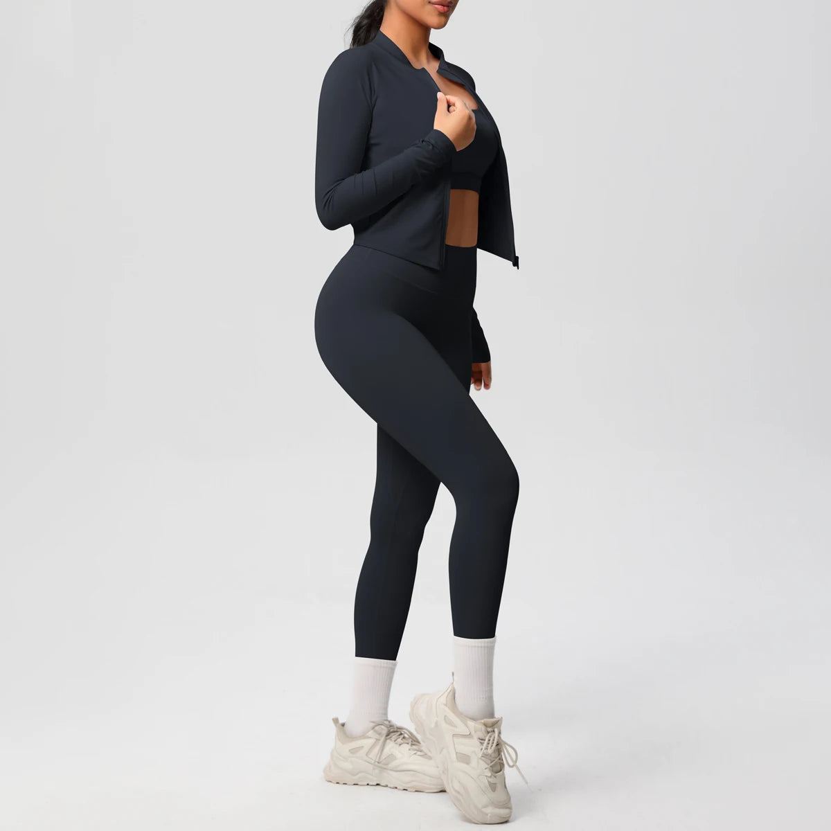 3pcs Sportswear Yoga Set Gym Sports Bra Zipper Jacket Leggings Clothes Sportswear Yoga Suits For Women Fitness Set Tracksuit