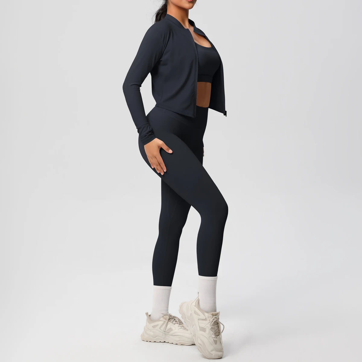 3pcs Sportswear Yoga Set Gym Sports Bra Zipper Jacket Leggings Clothes Sportswear Yoga Suits For Women Fitness Set Tracksuit