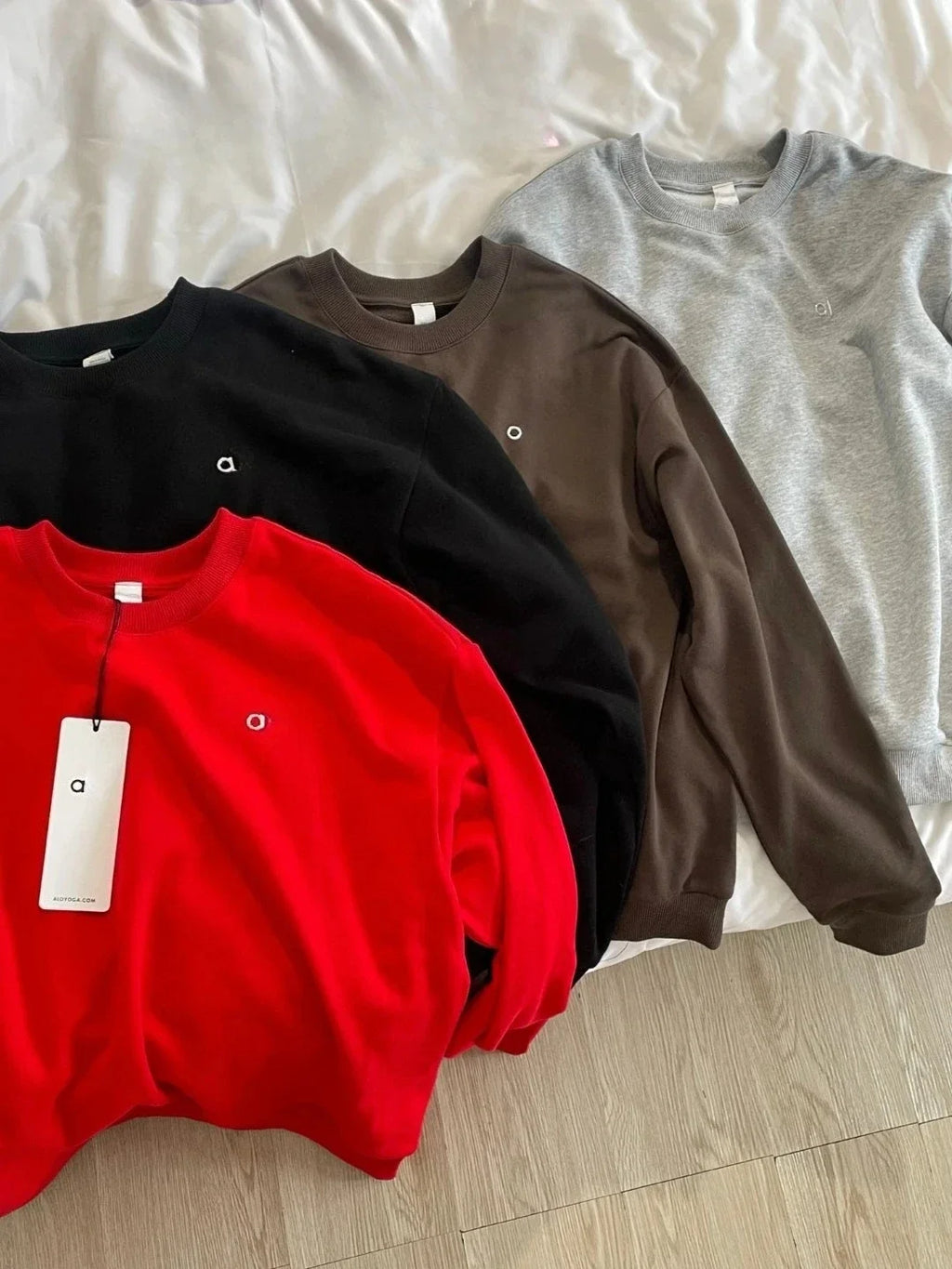 Women's Sports Sweatshirts O Neck Solid Black Red Classic Letter Loose Casual Pullovers Fashion Long Sleeve Hoodies for Women