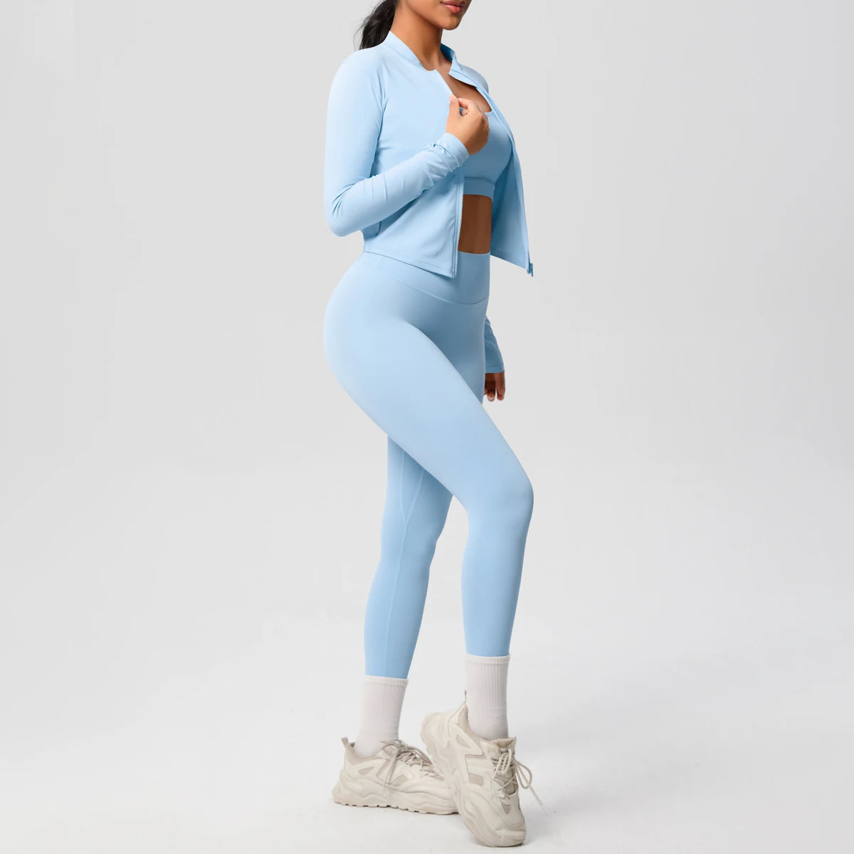 3pcs Sportswear Yoga Set Gym Sports Bra Zipper Jacket Leggings Clothes Sportswear Yoga Suits For Women Fitness Set Tracksuit