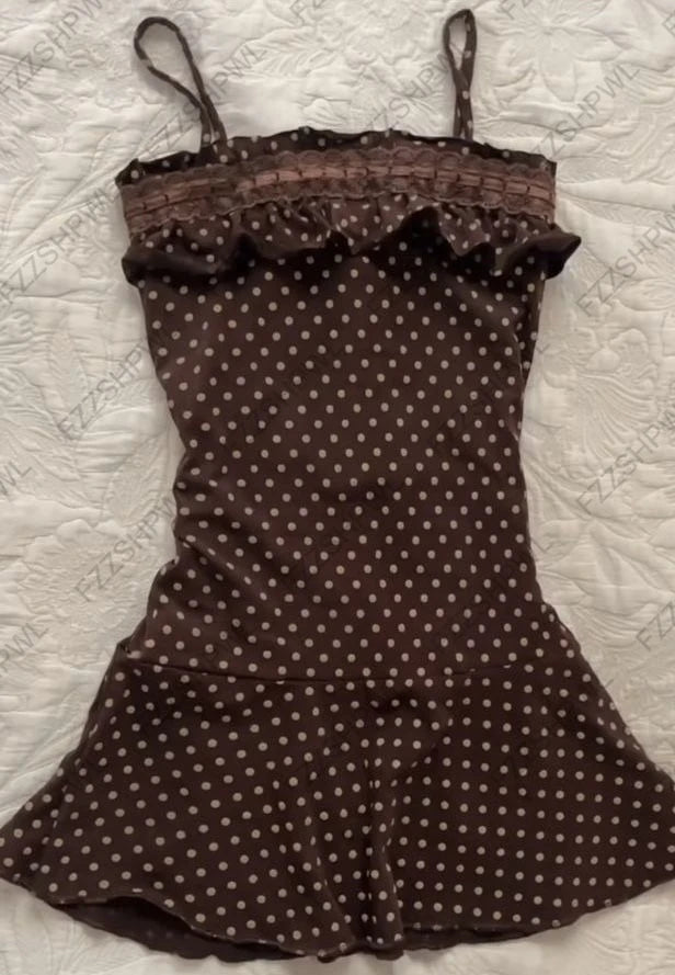 2000s 2000s Summer Punk Gothic Slim Vintage Fashion Dress emo girl  Women Clothing Dress Y2k Style Dot Printed Women Dress Spicy