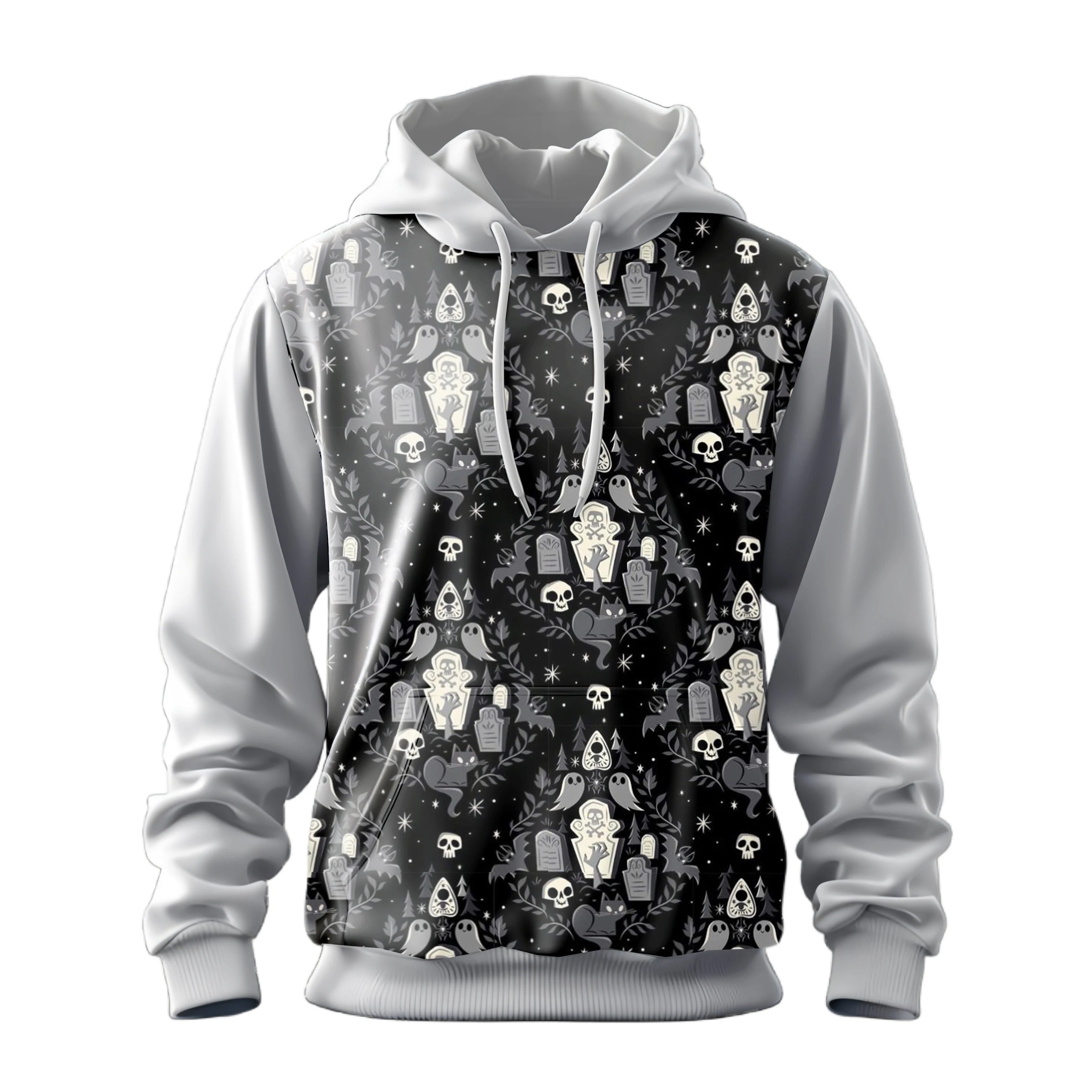 Happy Halloween Strange Pumpkin Ghost Skull Full Print Men's Pullover Hooded Hoodie Fashion Match Color Soft Comforted Windproof