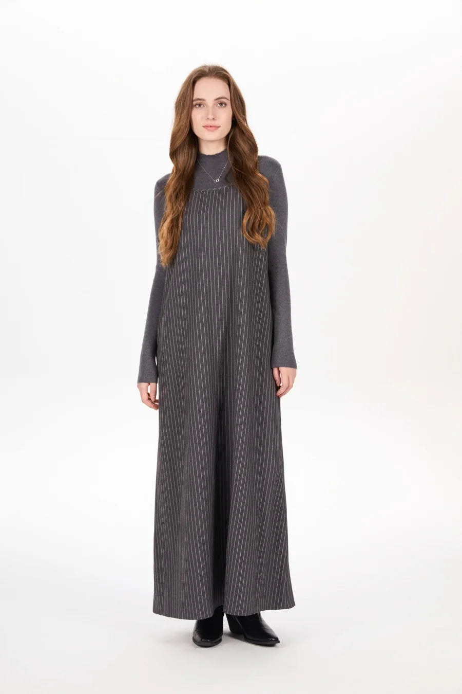 AS AW25 pinstripe collection slip dress + knit mockneck top + embroidery cableknit + stripe pleat skirt