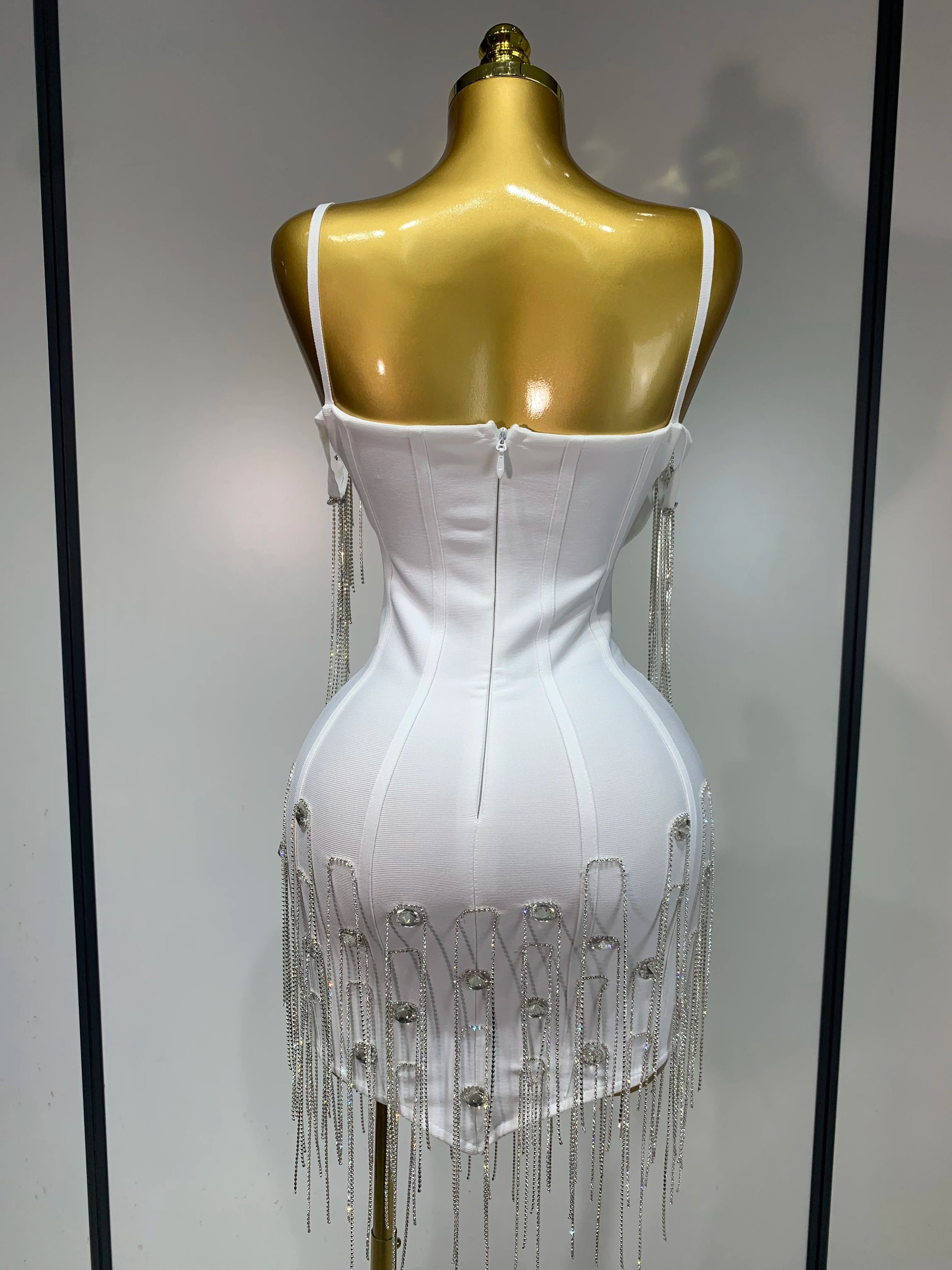 Sexy Backless Spaghetti Strap Bodycon Sleeveless Bandage Dress Elegant Prom Gown Club Evening Party Luxury Birthday Dresses