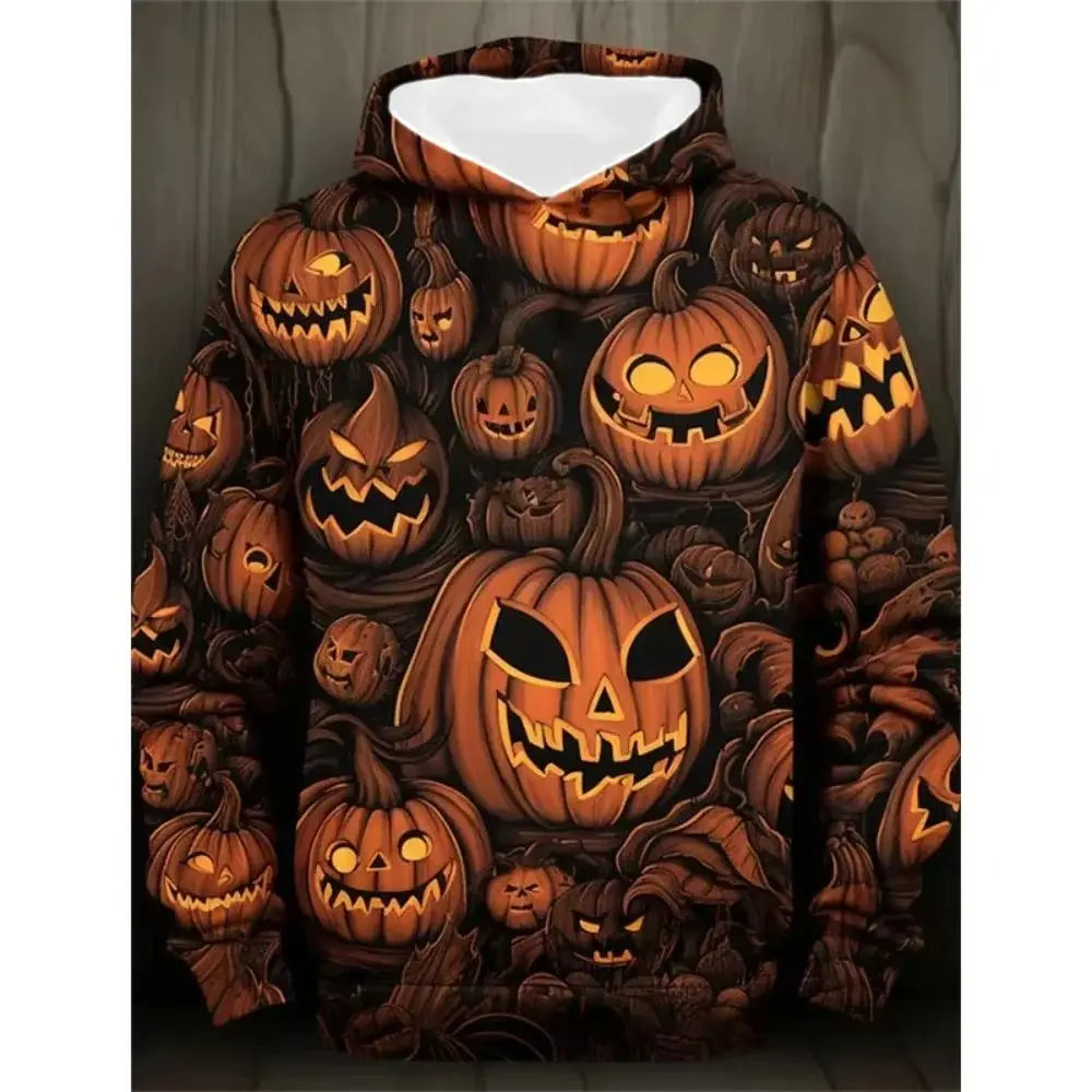 Halloween Pumpkin Hoodies for Men and Women 3D Printed Costumes Men's Pullovers Halloween Gifts Men's Long Sleeve Costumes