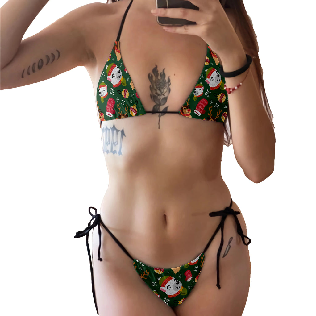 2023 Women Bikini Suit New Cartoon Christmas Pattern 3D Printing Fashion Sexy Split Swimming Beach Surfing Vacation Party