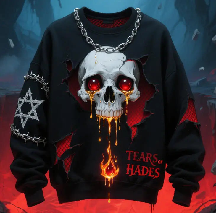 Autumn Hoodie Halloween Must-Have: Demon's Eye & Devil's Tear Graphic Tee – Spooky-Chic Party Essential