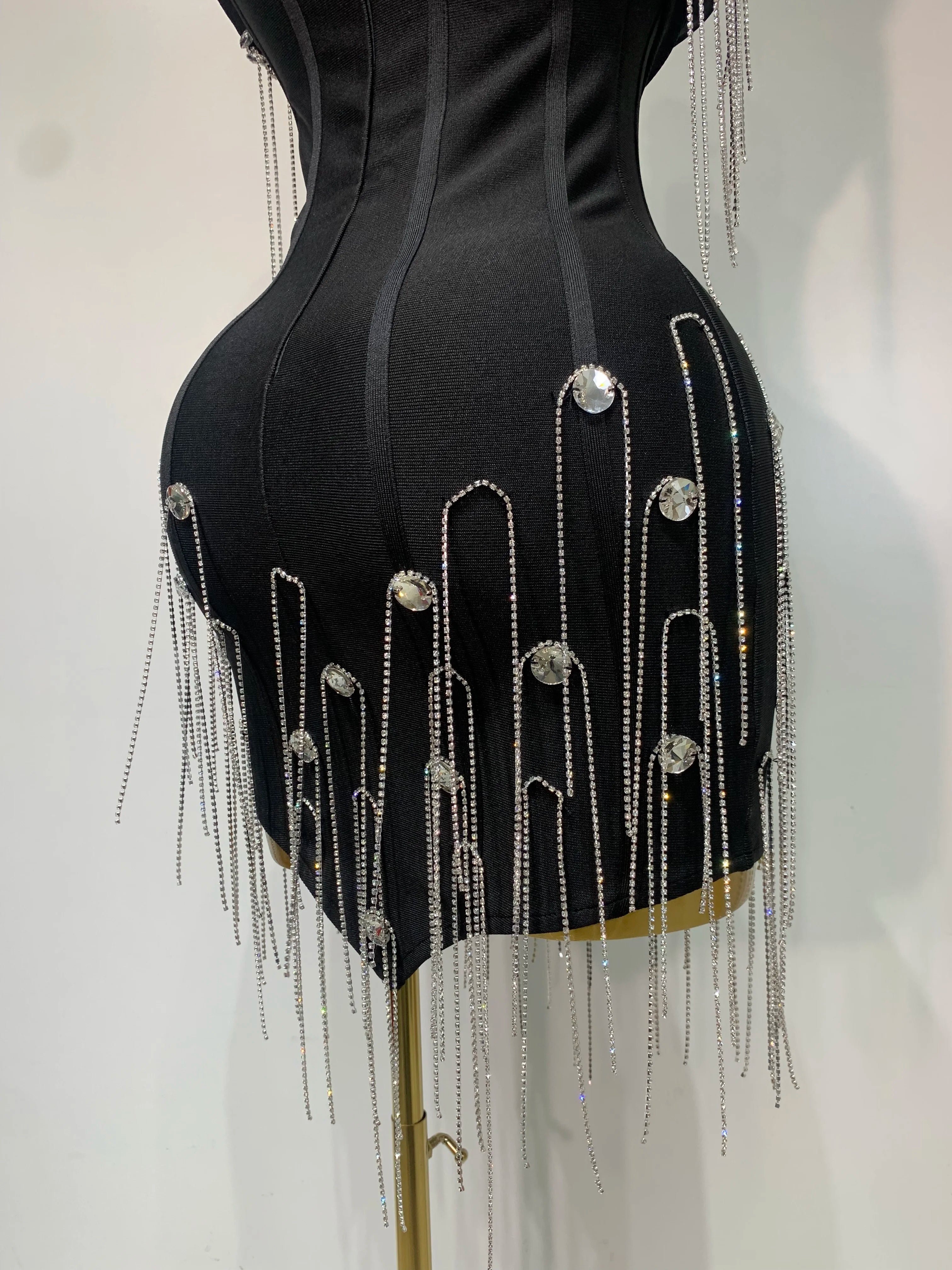 Sexy Backless Spaghetti Strap Bodycon Sleeveless Bandage Dress Elegant Prom Gown Club Evening Party Luxury Birthday Dresses